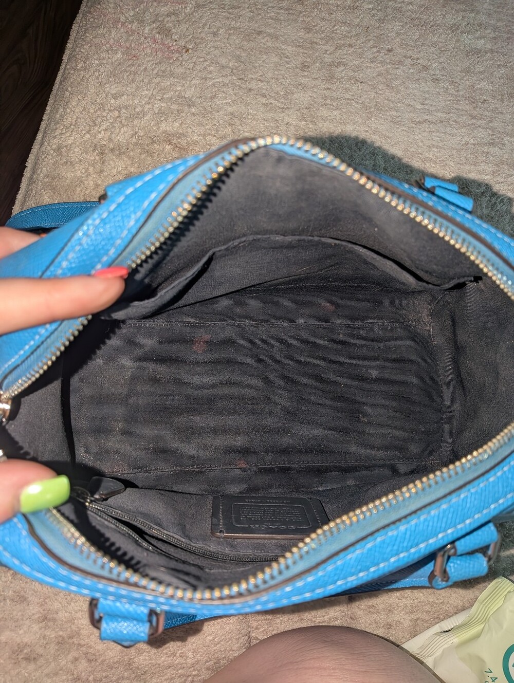 Coach Blue Leather Dome Satchel - Picture 6 of 10